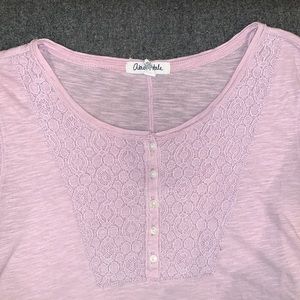Lilac Aeropostale long sleeve Henley shirt with lace placket
